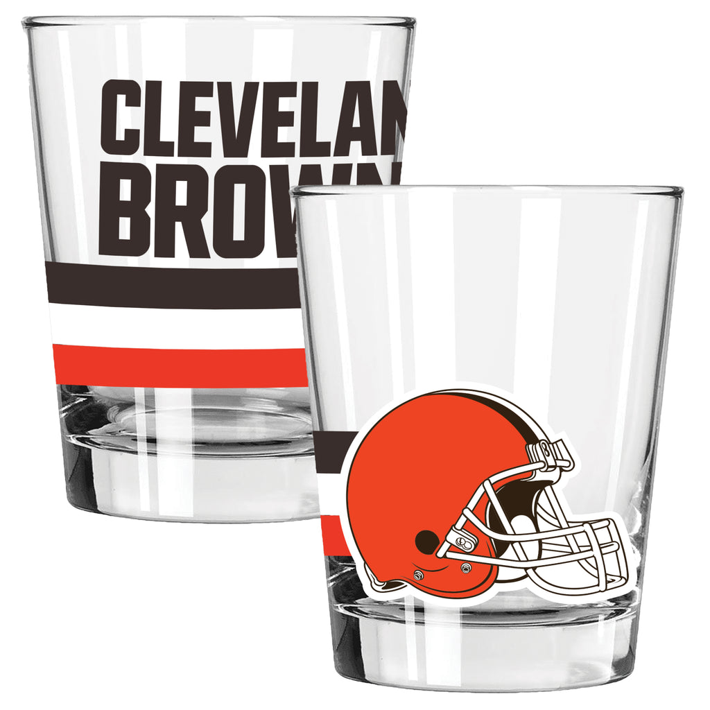 2pk 15oz Old Fashion Glass Big Stripes Design | Cleveland Browns