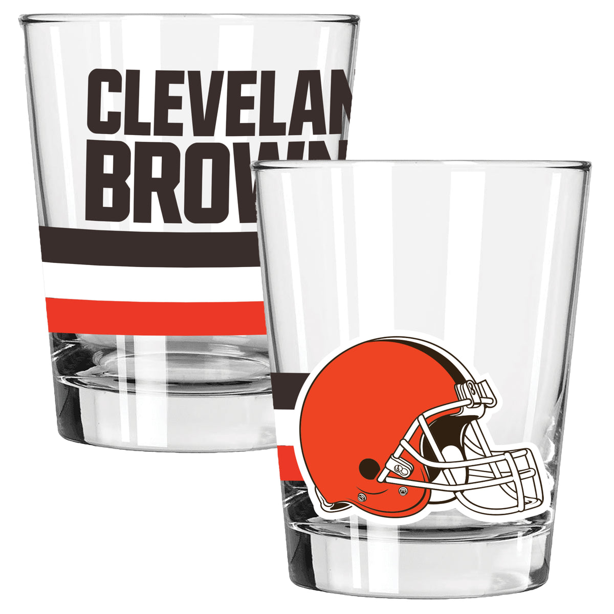 2pk 15oz Old Fashion Glass Big Stripes Design | Cleveland Browns