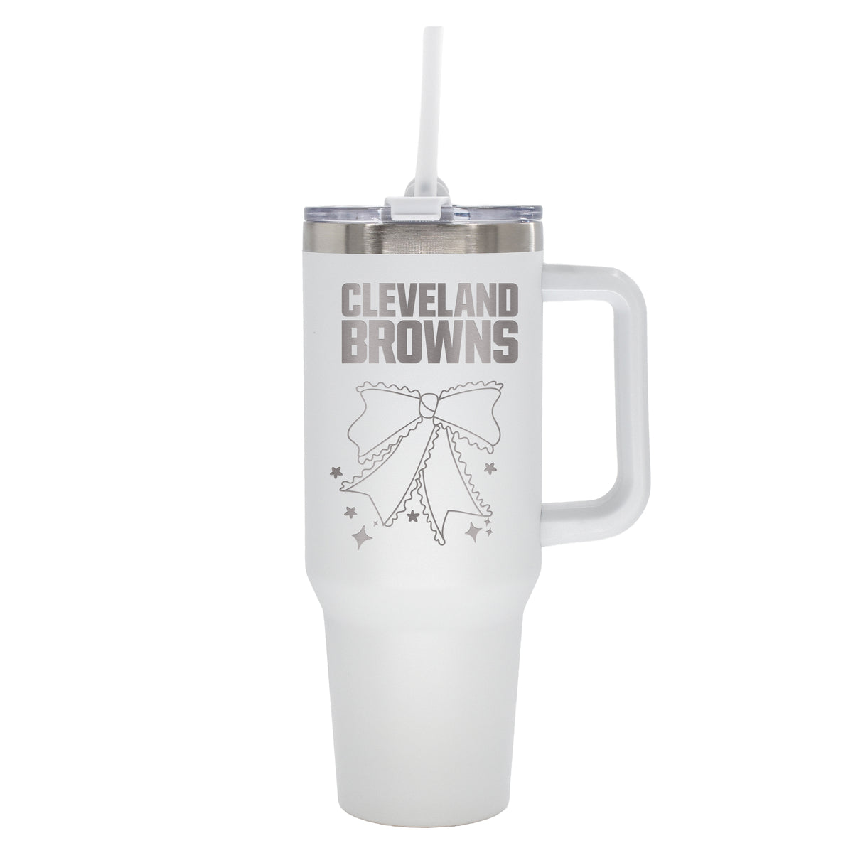  Browns 40oz Bow White Stainless Steel Colossal Tumbler 