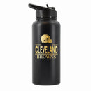 32 oz Stainless Steel Water Bottle with Gold Etched Classic Crew Team Design, Cleveland Browns
