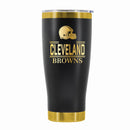 24 oz Stainless Steel Tumbler with Gold Accents & Etched Classic Crew Team Design, Cleveland Browns