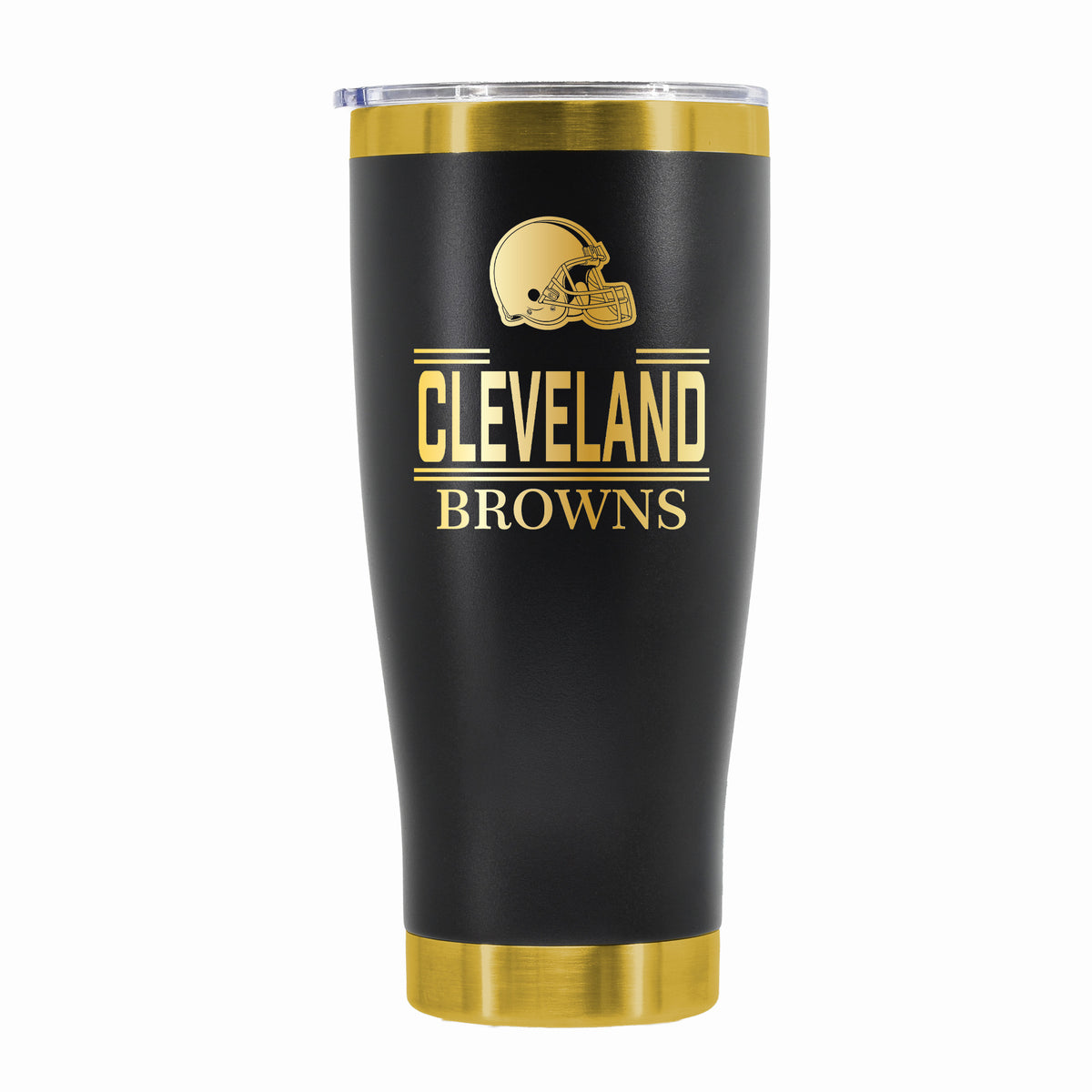 24 oz Stainless Steel Tumbler with Gold Accents & Etched Classic Crew Team Design, Cleveland Browns