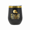 12 oz Stainless Steel Wine Tumbler with Gold Etched Classic Crew Team Design, Cleveland Browns