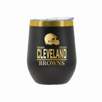 12 oz Stainless Steel Wine Tumbler with Gold Etched Classic Crew Team Design, Cleveland Browns