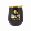 12 oz Stainless Steel Wine Tumbler with Gold Etched Classic Crew Team Design, Cleveland Browns