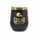 12 oz Stainless Steel Wine Tumbler with Gold Etched Classic Crew Team Design, Cleveland Browns