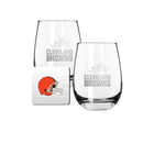 2 Pack Stemless Wine Glasses and Coasters Set | Cleveland Browns