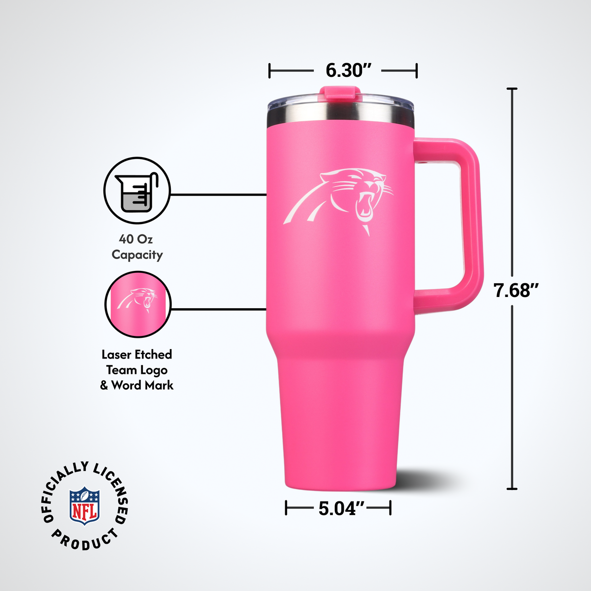 40oz Pink Game Day Tumbler I | Carolina Panthers