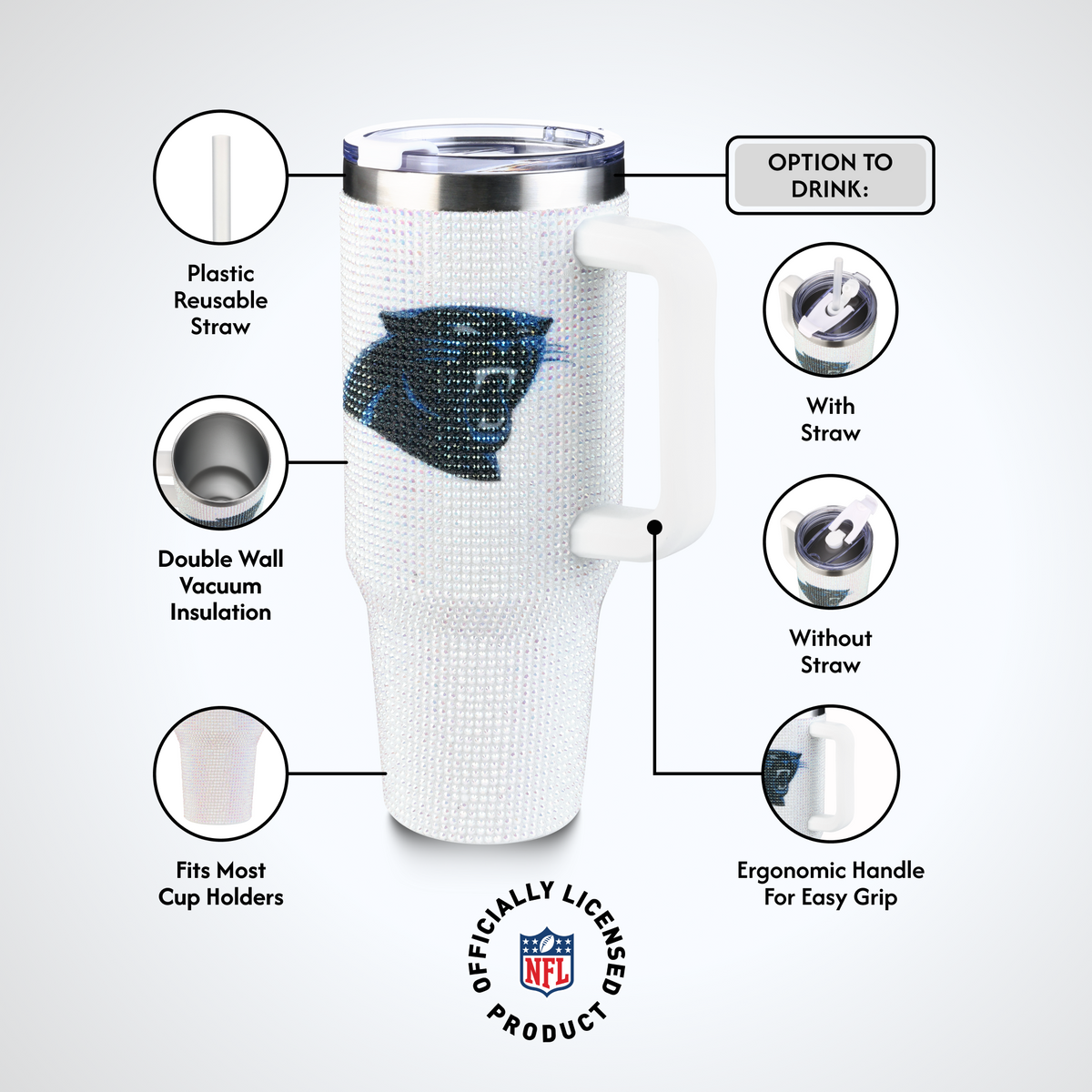 40oz Bling Collosal Tumbler | Carolina Panthers