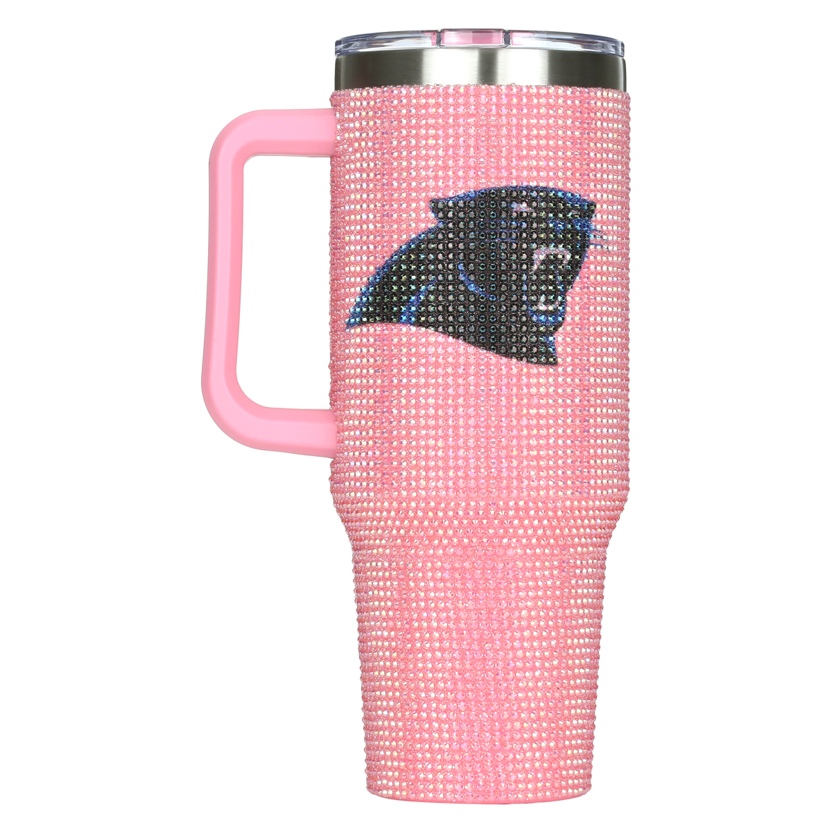 40oz Pink Bling Game Day Tumbler I | Carolina Panthers