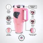 40oz Pink Bling Game Day Tumbler I | Carolina Panthers