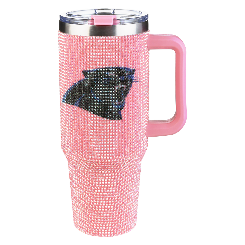 40oz Pink Bling Game Day Tumbler I | Carolina Panthers