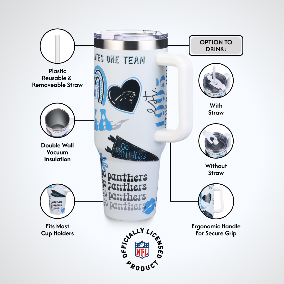 40oz Team Spirit Game Day Tumbler I | Carolina Panthers