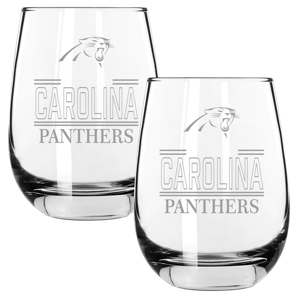 2pk 15oz Stemless Wine Glass Classic Crew Design | Carolina Panthers
