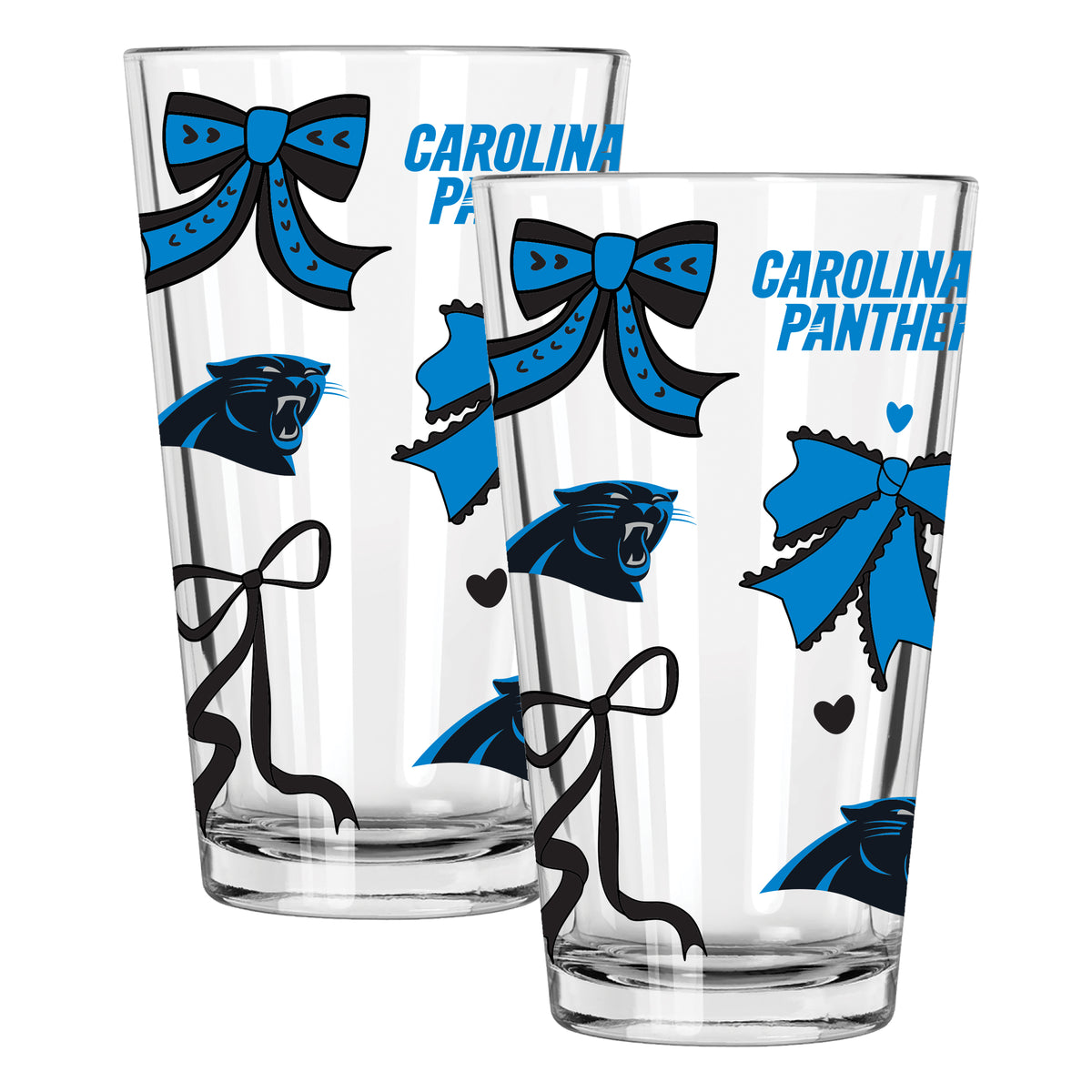  Panthers 2pk 16oz Bow Pint Glass 