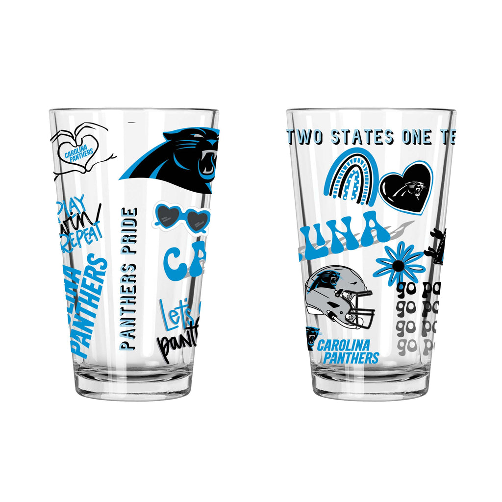2pk 16oz Pint Glass, DP, Loco Design | Carolina Panthers