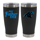 20oz Black Stainless Steel Tumbler, Direct Print, Best Father Ever Design, Carolina Panthers