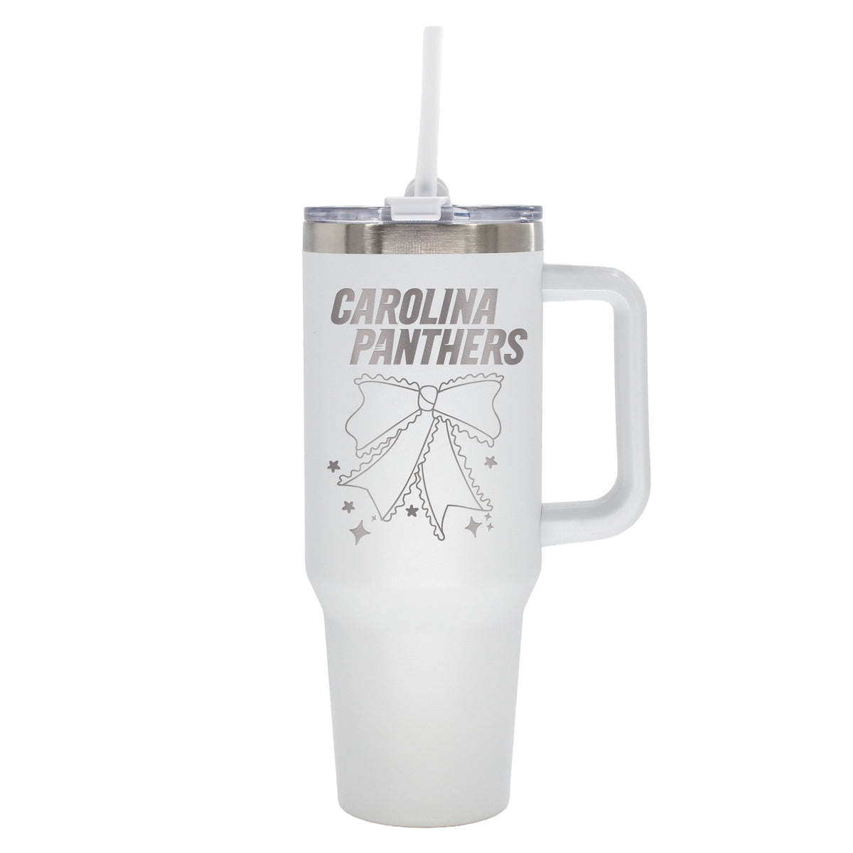  Panthers 40oz Bow White Stainless Steel Colossal Tumbler 