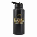 32 oz Stainless Steel Water Bottle with Gold Etched Classic Crew Team Design, Carolina Panthers