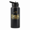 32 oz Stainless Steel Water Bottle with Gold Etched Classic Crew Team Design, Carolina Panthers
