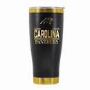 24 oz Stainless Steel Tumbler with Gold Accents & Etched Classic Crew Team Design, Carolina Panthers