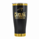 24 oz Stainless Steel Tumbler with Gold Accents & Etched Classic Crew Team Design, Carolina Panthers