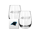 2 Pack Stemless Wine Glasses and Coasters Set | Carolina Panthers