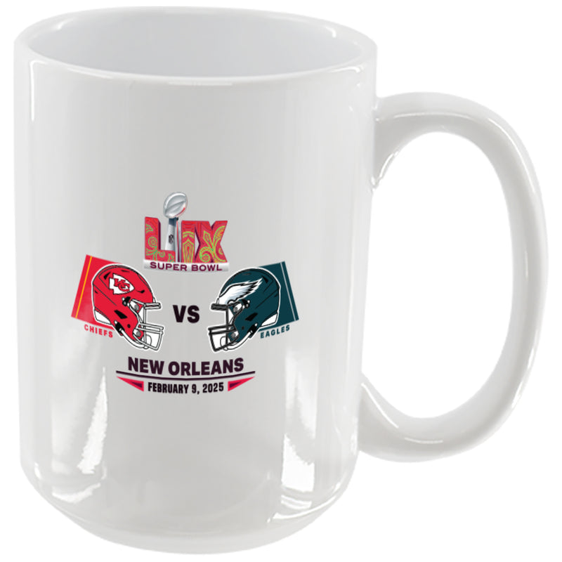 15oz White Mug, Super Bowl 59, Chiefs vs. Eagles, 2025