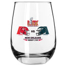 15oz Stemless Wine Glass, Direct Print, Super Bowl 59, Chiefs vs. Eagles, 2025