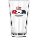 16oz Pint Glass, Direct Print, Super Bowl 59, Chiefs vs. Eagles, 2025