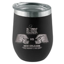12oz Black Stemless Tumbler, Etched, Super Bowl 59, Chiefs vs. Eagles, 2025