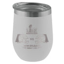 12oz White Stemless Tumbler, Etched, Super Bowl 59, Chiefs vs. Eagles, 2025