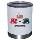 12oz White Lowball Tumbler, Direct Print, Super Bowl 59, Chiefs vs. Eagles, 2025