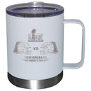 12oz White Lowball Tumbler with Handle, Etched, Super Bowl 59, Chiefs vs. Eagles, 2025