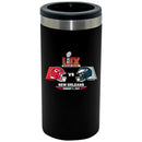12oz Black Slim Can Holder, Direct Print, Super Bowl 59, Chiefs vs. Eagles, 2025