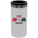 12oz White Slim Can Holder, Direct Print, Super Bowl 59, Chiefs vs. Eagles, 2025