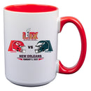 15oz White Mug with Red Inner Color, Super Bowl 59, Chiefs vs. Eagles, 2025