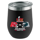 16oz Black Stemless Tumbler, Direct Print, Super Bowl 59, Chiefs vs. Eagles, 2025