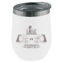 16oz White Stemless Tumbler, Etched, Super Bowl 59, Chiefs vs. Eagles, 2025