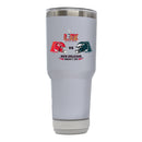 30oz White Bluetooth Tumbler, Direct Print, Super Bowl 59, Chiefs vs. Eagles, 2025