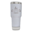 30oz White Bluetooth Tumbler, Etched, Super Bowl 59, Chiefs vs. Eagles, 2025
