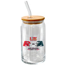 16oz Glass Tumbler with Bamboo Lid, Direct Print, Super Bowl 59, Chiefs vs. Eagles, 2025