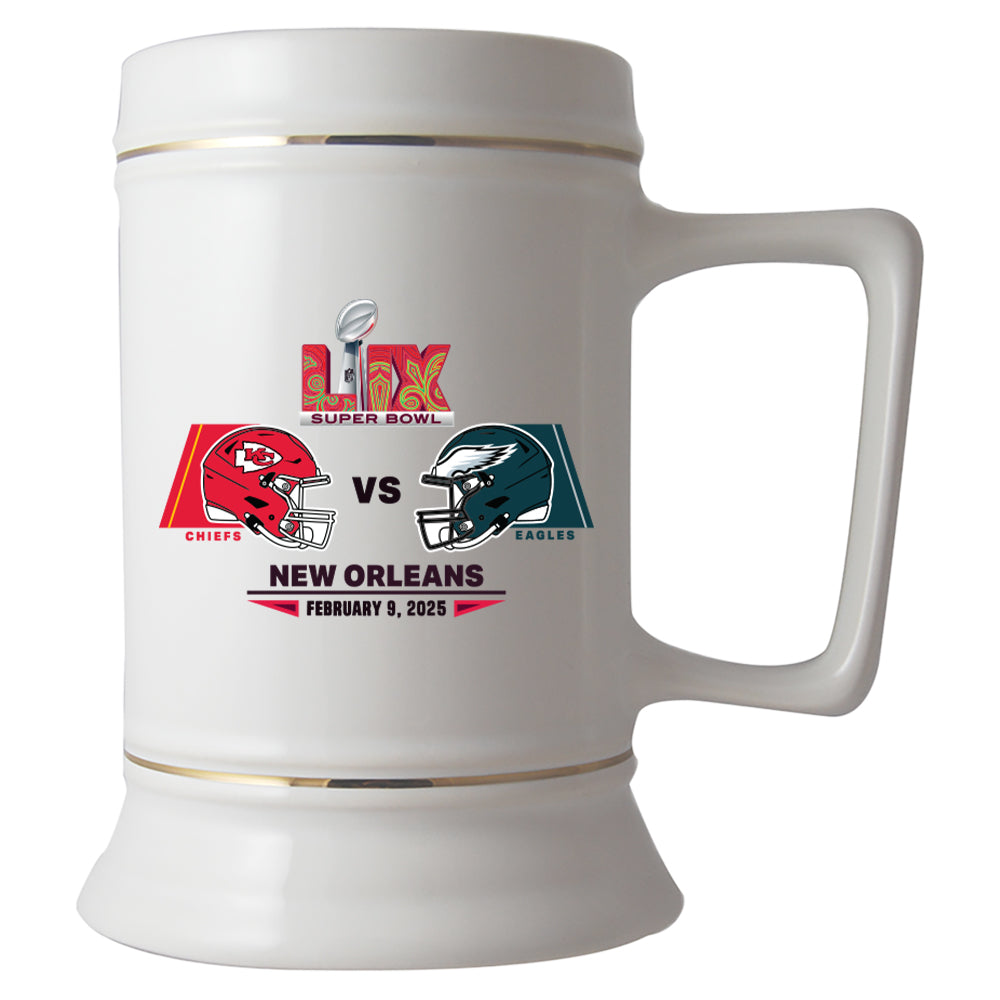 28oz Ceramic Stein, Super Bowl 59, Chiefs vs. Eagles, 2025