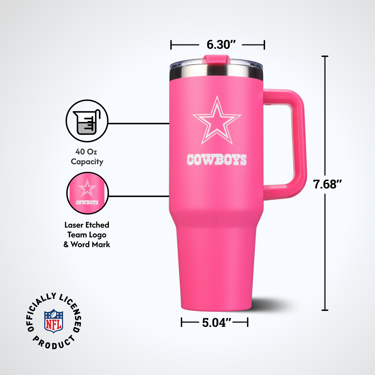 40oz Pink Game Day Tumbler I | Dallas Cowboys