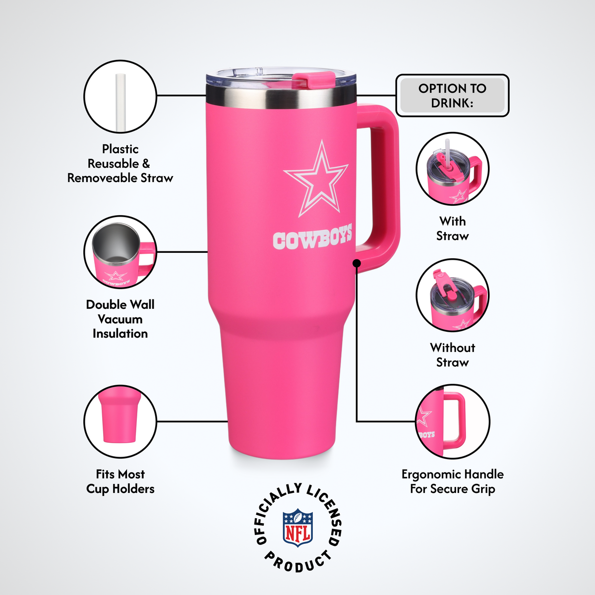 40oz Pink Game Day Tumbler I | Dallas Cowboys