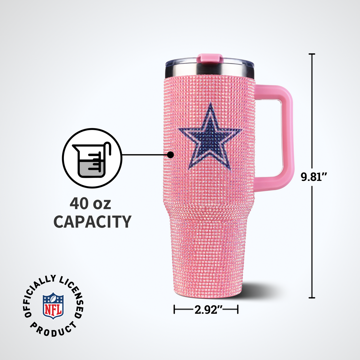 40oz Pink Bling Game Day Tumbler I | Dallas Cowboys