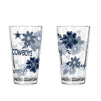 2pk 16oz Pint Glass, DP, Flowers | Dallas Cowboys