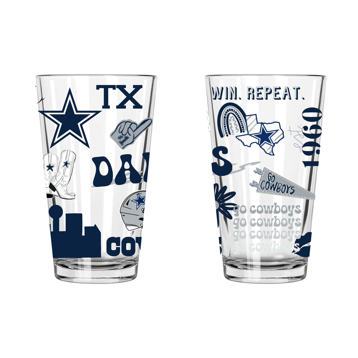 2pk 16oz Pint Glass, DP, Loco Design | Dallas Cowboys