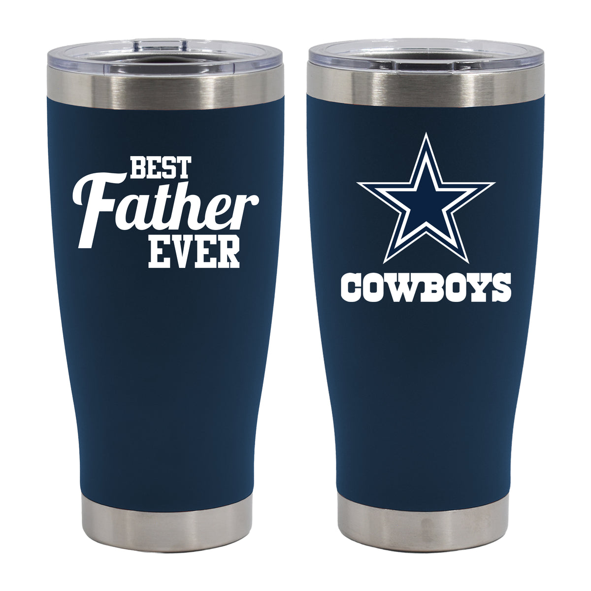 20oz Navy Stainless Steel Tumbler, Direct Print, Best Dad Ever Design, Dallas Cowboys