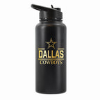 32 oz Stainless Steel Water Bottle with Gold Etched Classic Crew Team Design, Dallas Cowboys